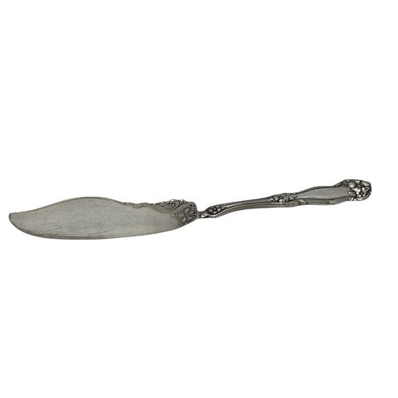1908 Wm Rogers & Son Arbutus Silver Plate Twisted Handle Master Butter Knife - Picture 1 of 11